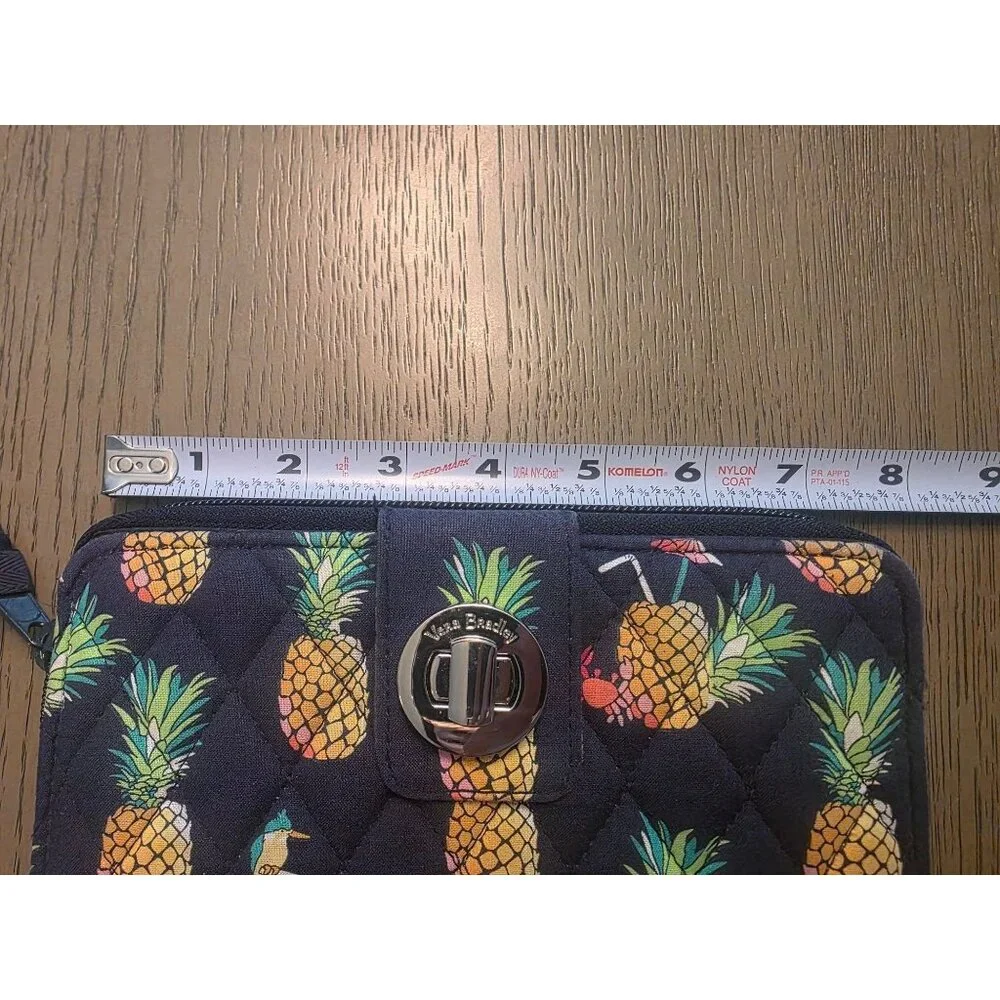 Vera Bradley Toucan Party PIneapple Novelty Quilted Large Turnlock Wallet